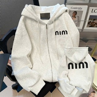  Áo Khoác Nỉ Hoodie Zip Khóa Kéo  Sweater CHỮ NIM Có Túi Trong Form Rộng Nam Nữ Chất Bông Mũ To 2 Lớp 