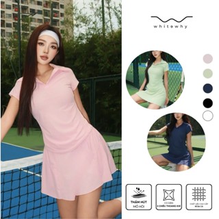 Set bộ đồ váy thể thao nữ WHITEWHY SunnyFit áo polo mix chân xòe cầu lông tennis pickleball bóng bàn