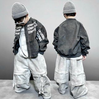 BABYBUYvip QA2519- Áo khoác da bomber chất da lì mờ bên trong lót lụa mềm phối chữ  cho bé trai và bé gái.