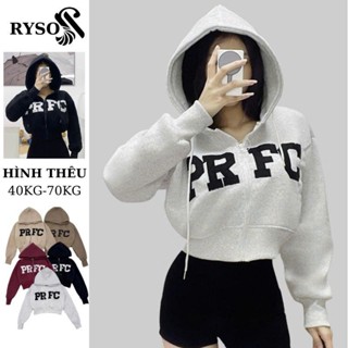  Áo Khoác Nỉ Boxy Dáng Lửng Form Rộng Croptop Chất Nỉ Bông Dày Dặn Thêu Nổi PRFC Nón To Chống Nắng RYSO FASHION 