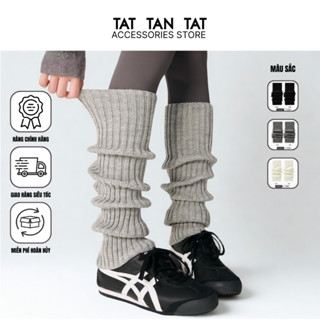  Tất vớ ống chân len H034 dệt kim cao cấp dày dặn tất cao cổ giữ ấm chân phong cách Hàn Quốc 