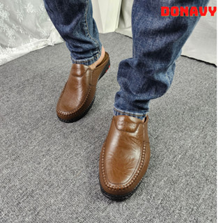 {KM Tặng 01 Đôi Dép Da} Giày Lười Nam Da Bò DONAVY Cao Cấp, Da Bò Thật Ép Vân Chống Nhăn D.GSD