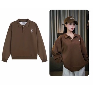  Áo nỉ polo 2 da nam nữ có khuy cổ dài tay form rộng POLO NGỰA phong cách Hàn Quốc CAMASTORE M5580 