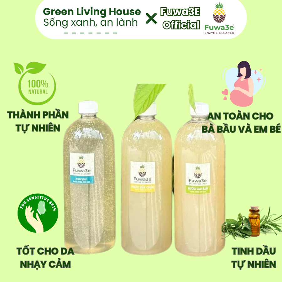 Fuwa3e Refill - Nước Rửa Chén, Nước Giặt, Lau Đa Năng, Ngâm Rửa Thực Phẩm- Enzyme Hữu Cơ