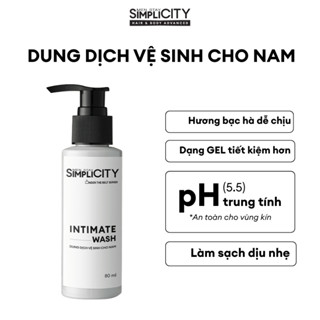 Dung dịch vệ sinh cho nam làm sạch ngăn mùi Men Stay Simplicity Hair & Body Advanced Intimate Wash 80ml