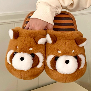  Dép bông đi trong nhà Gấu Trúc Đỏ dễ thương lông mềm mại chống trơn trượt nam nữ unisex  Size to size 42  ~ Cún Bé Tí 