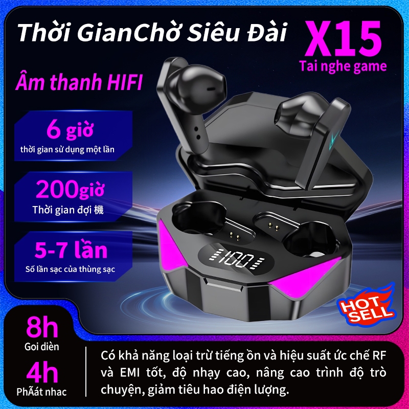 Tai nghe không dây Bluetooth X15 Tws, Tai nghe chơi game