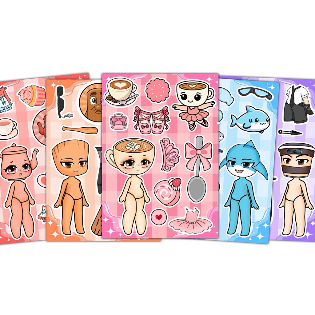 Cắt dán thủ công Sticker Brainrot cute - Búp bê gacha đáng yêu