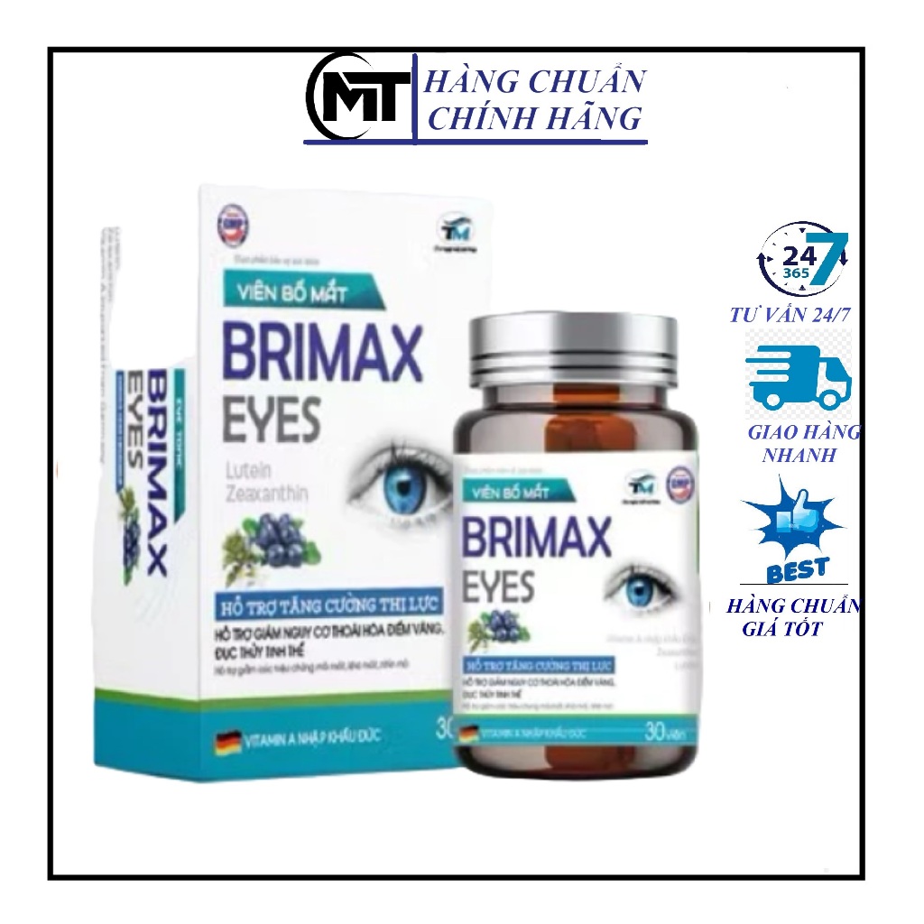 [CHÍNH HÃNG] Viên bổ mắt BRIMAX EYES Lutein Zeaxanthin hỗ trợ tăng cường thị lực giảm mỏi, khô mắt, 