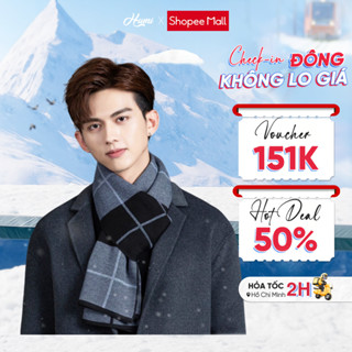 Khăn quàng cổ nam HUMI choàng cổ mùa đông cao cấp chất len Cashmere chống bai xù dày dặn ấm áp