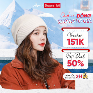 Mũ len giữ ấm mùa đông HUMI cho nam nữ chất mềm mịn màu sắc dễ thương dễ phối đồ phong cách Thu Đông