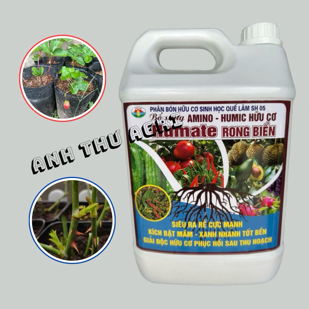 AMINO Humic Hữu Cơ Humate Rong Biển Can 5lit Giải Độc, Phục Hồi Cây