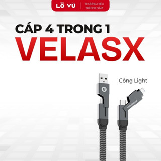 Dây sạc nhanh 4 trong 1 velasX velasboost, Truyền dữ liệu, Bọc dù, Đầu nam châm, Sạc đa năng - Lỗ Vũ 1, levu01