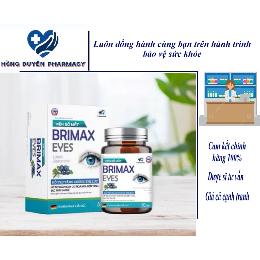 Viên bổ mắt BRIMAX EYES Lutein Zeaxanthin hỗ trợ tăng cường thị lực giảm mỏi, khô mắt, nhìn mờ