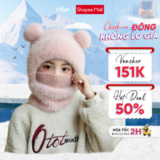 Combo Mũ Khăn Len HuMi Giữ ấm cho bé trai bé gái kiểu dáng dễ thương xinh xắn