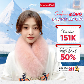 Khăn quàng cổ lông mịn HUMI choàng cổ mùa đông nữ thiết kế sang chảnh dễ phối đồ đa dạng màu sắc