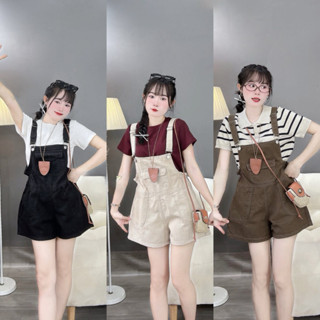 quần yếm short jeans túi to đẹp ạ (không co giãn)
