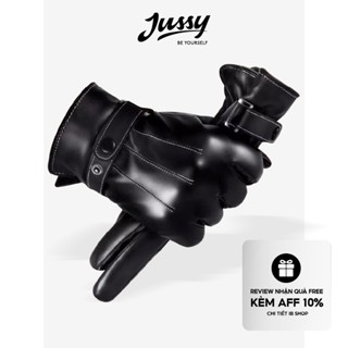  Găng Tay Da Nam Nữ Kẻ Sọc Chéo JG33 Jussy Official Bao Tay Da PU Cao Cấp Giữ Ấm Chống Nắng Chạy Xe Thời Trang 