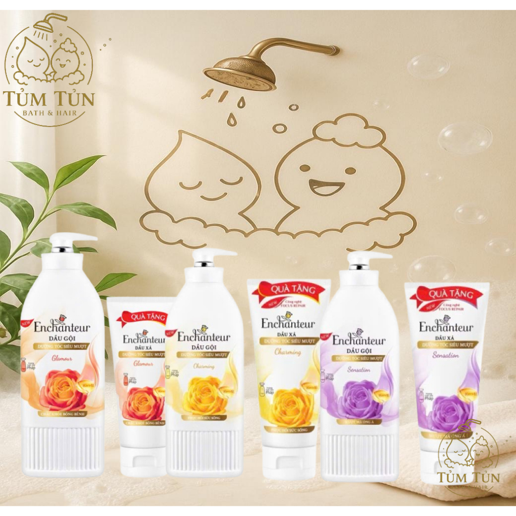 Dầu Gội Enchanteur 650g + Tặng Dầu Xả Enchanteur 125g – Mềm Mượt, Thơm Lâu
