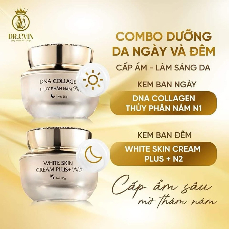 COMBO Kem N1 & Kem N2 DƯỠNG DA NGÀY VÀ ĐÊM Drcvin chính hãng