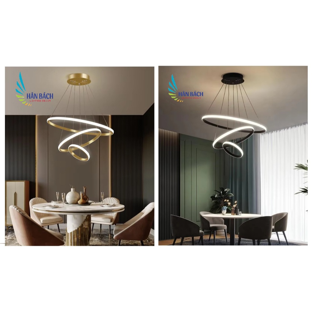 [ VỪA RẺ - VỪA ĐẸP] Đèn thả 3 vòng LED 3 chế độ sáng HÂN BÁCH