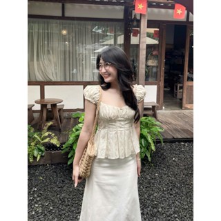  Phiên Bản Ko Nút - Áo Form Vừa Xếp Li Ngực Tay Bèo  Một Mẩu House  