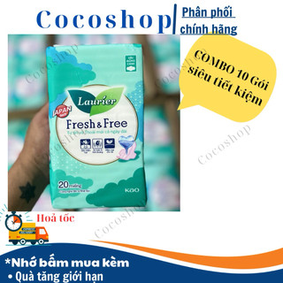   SIÊU TIẾT KIỆM  COMBO 10 GÓI BĂNG VỆ SINH LAURIER FRESH &FREE SIÊU MỎNG CÁNH 22CM 20 MIẾNG 