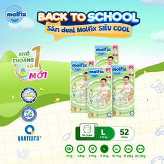 [Tặng Bộ Bàn Gấu] Combo 4 Tã/bỉm quần Molfix Thiên nhiên Super Jumbo đủ các size M56/L52/XL46/XXL42