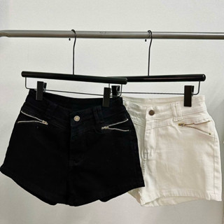 Quần Short Nữ Lưng Cao Dáng ôm Co Giãn Phối Khoá Túi Basic Quần đùi Nữ Lưng Cao Hách Dáng 2 màu Basic Denim Mềm Co Giãn