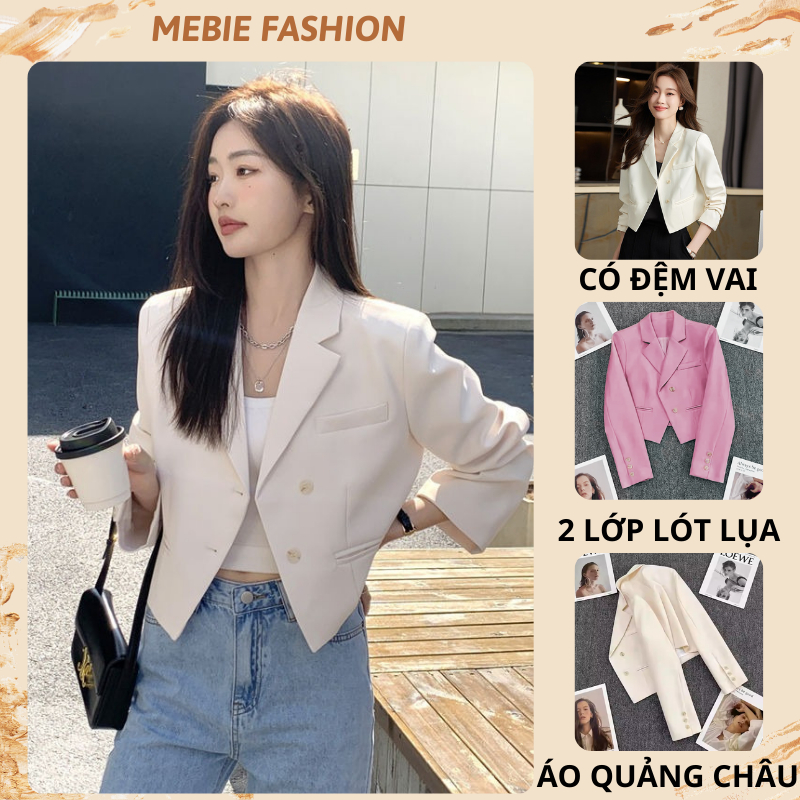 Áo blazer cho nữ áo vest croptop dáng ngắn áo khoác dài tay 2 lớpcó đệm vaiphong cách cá tính Quảng Châu ÁO HAI CÚC D4