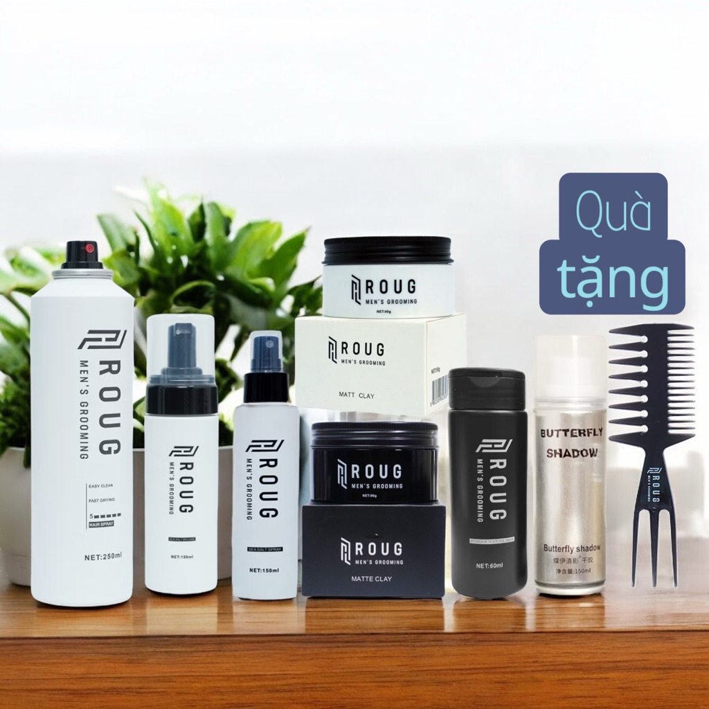 Version 4 - Sáp vuốt tóc Roug Matt clay, Roug Matte clay sáp Roug trắng, Roug đen chính hãng