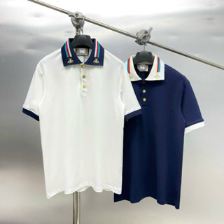 Áo polo nam nữ cổ bẻ vải cotton gai thân trơn cổ chun dệt sọc xanh đỏ thêu ong cúc vàng boy phố