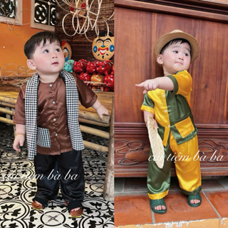 [KHÔNG KÈM KHĂN] 7-35kg Bộ quần áo bà ba cho bé mặc trong dịp lễ hội, trung thu, Tết