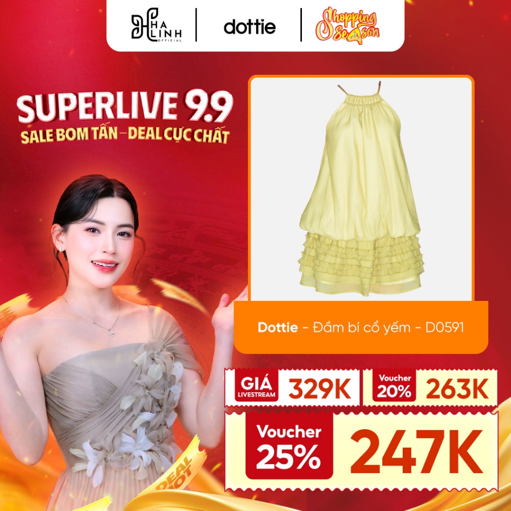 [Võ Hà Linh x Dottie] DOTTIE - Đầm bí cổ yếm - D0591