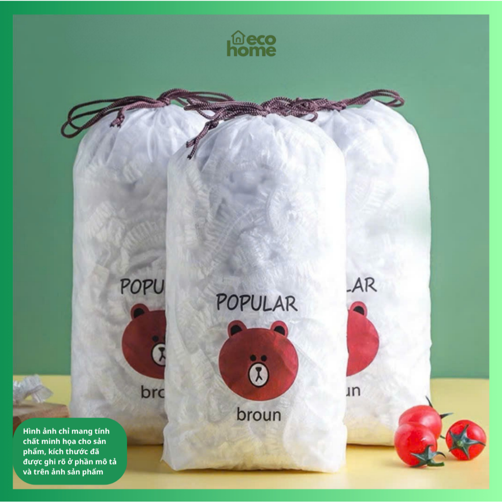 [ DEAL MỞ BÁN ] Túi Màng bọc thực phẩm co giãn siêu dai có chun kèm túi gấu chất liệu PE- Mũ chùm đầu dùng 1 lần tiện lợ