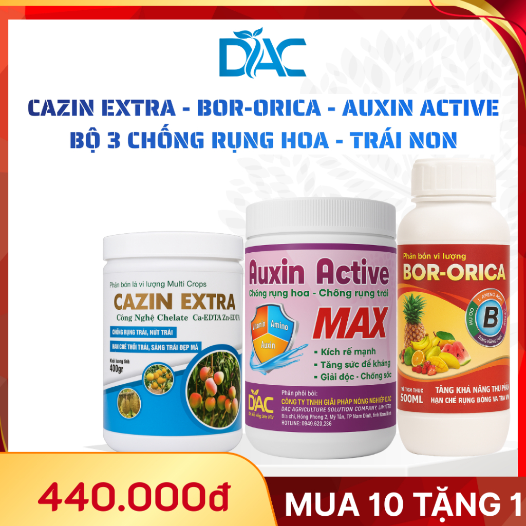 COMBO Bộ 3 Chuyên Sâu Chống Rụng Trái (CAZIN EXTRA – BOR-ORICA – AUXIN ACTIVE)