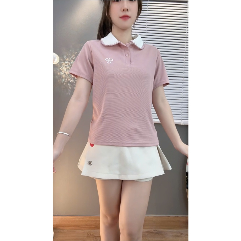 Lista Áo Polo Nữ Thêu Nơ cổ phối điệu đà - Cotton tổ ong sang trọng thanh lịch size tới 85 Kg (M18) | BigBuy360 - bigbuy360.vn