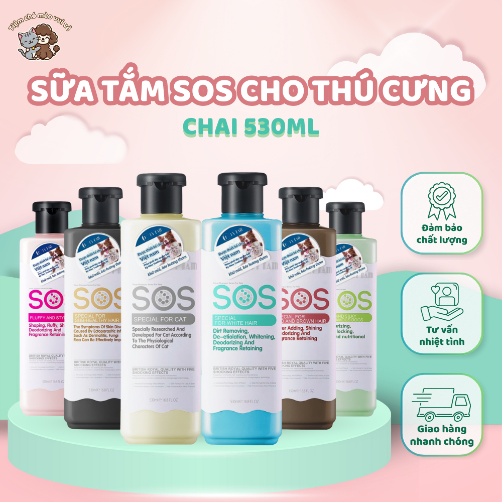 Sữa tắm SOS cho chó mèo 530ml – Dưỡng lông mềm mượt, khử mùi, diệt khuẩn, lưu hương tới 10 ngày
