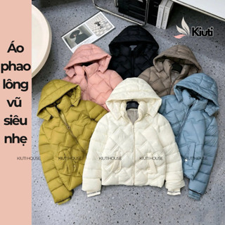 Áo Phao Nữ Lông Vũ Siêu Nhẹ Hàng Quảng Châu KIUTI Mũ Tháo Rời Áo Khoác Nữ Trần Hai Mặt Ấm Áp WIFI
