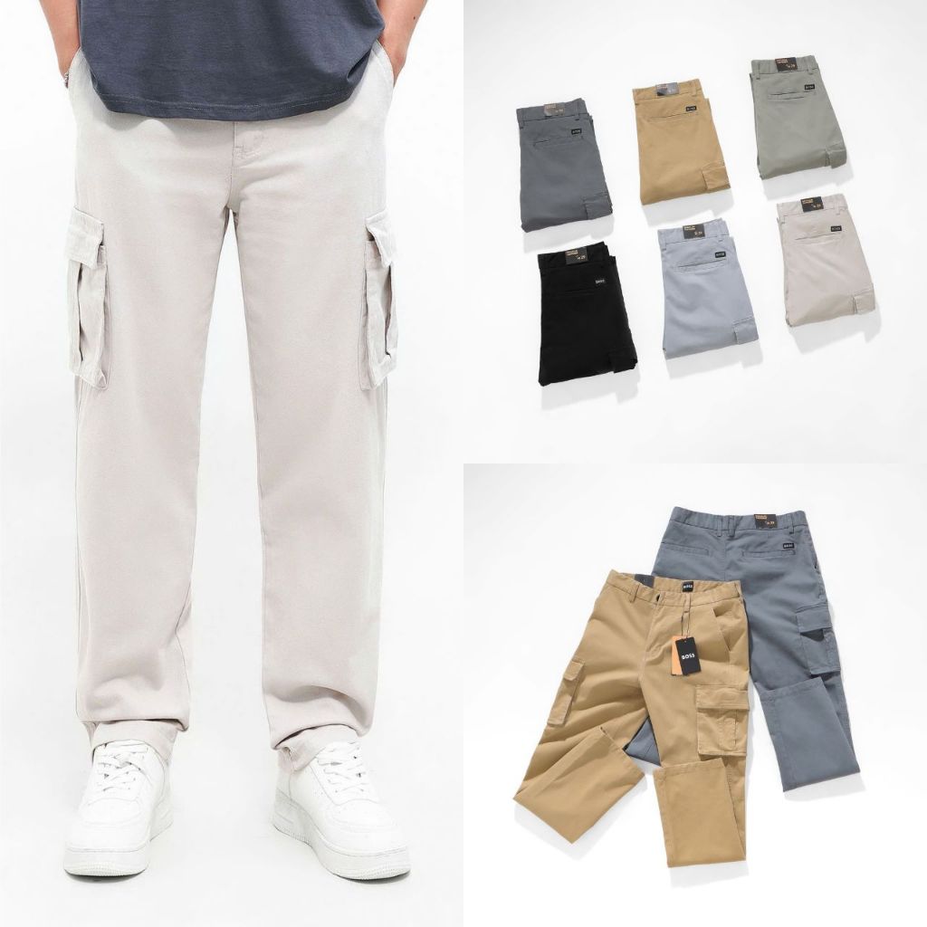 Quần Jogger kaki túi hộp không bo chân, Quần dài nam ống suông lưng thun co giãn Dilano-QJGTH