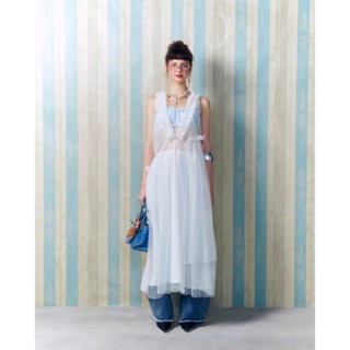 Luna Dress - Remmus | Đầm yếm maxi lưới cổ V ruffle nàng thơ 