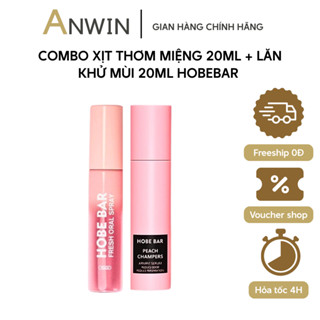  Combo HOBEBAR Xịt Thơm Miệng Đào Bạc Hà 20ml + Lăn Khử Mùi Hương Đào 20ml Giúp Hơi Thở Thơm Mát Khô Thoáng Tự Tin 
