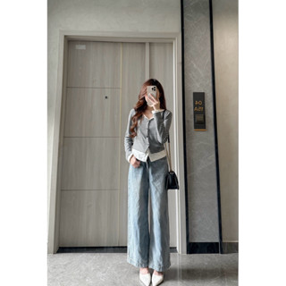  Áo cadigan KẺ NGANG phối layer 2 lớp thun TĂM THỎ mặc 2 kiểu Samhyewear 