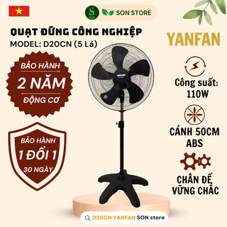  Quạt Công Nghiệp Đứng YANFAN D20CN 5 LÁ - Công Suất 110W - Cao Tối Đa 138cm - Sải Cánh 50cm - Động Cơ Motor Dây Đồng 100 