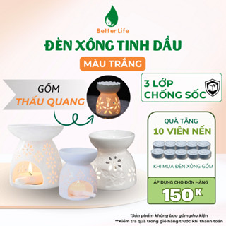 Đèn xông tinh dầu đốt bằng nến hoa nhí màu trắng, nhiều kiểu dáng, gốm sứ cao cấp, decor phòng ngủ