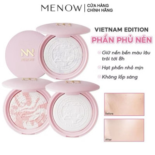 [TẶNG MÁ HỒNG] Phấn Phủ Menow Dạng Nén Thủy Tinh Vỏ Hồng, Bản Việt Nam Đặc Biệt, Mỏng Nhẹ Tự Nhiên 7g