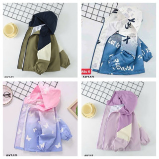 Áo khoác gió bé trai/gái JAMIKIDS 2 lớp lót lưới mềm, áo khoác dù cho bé trai/gái size đại 23-55kg