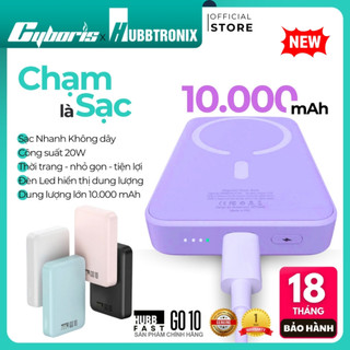  BOX Sạc Nhanh Từ Tính HubbFast GO10 - Pin Dự Phòng 10.000mAh sạc nhanh Không Dây 15W Type-C 20W 