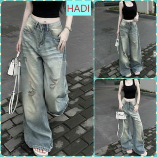   ORTD5829  QUẦN JEANS ỐNG RỘNG NỮ LƯNG CAO RÁCH CÀO ĐÙI RÂU MÈO MÀU XANH VÀNG LAI CUỐN SIÊU CÁ TÍNH XỊN SÒ 