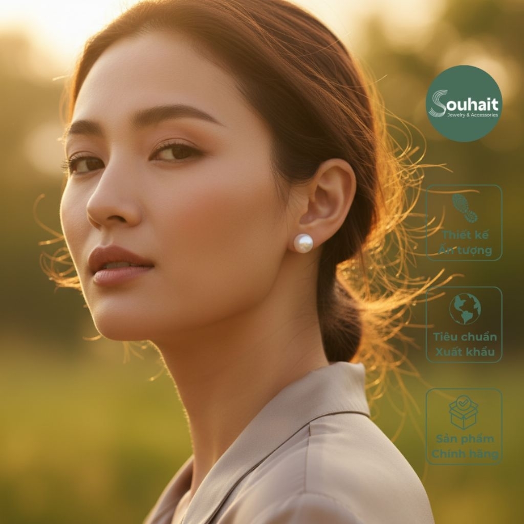 Khuyên tai bạc ngọc trai thô nước ngọt LIERRE EARRINGS SOUHAIT - E8160